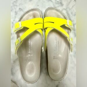 Birkenstock Yao Balance Birko-Flor Yellow Neon Sandals 8.5 size 39